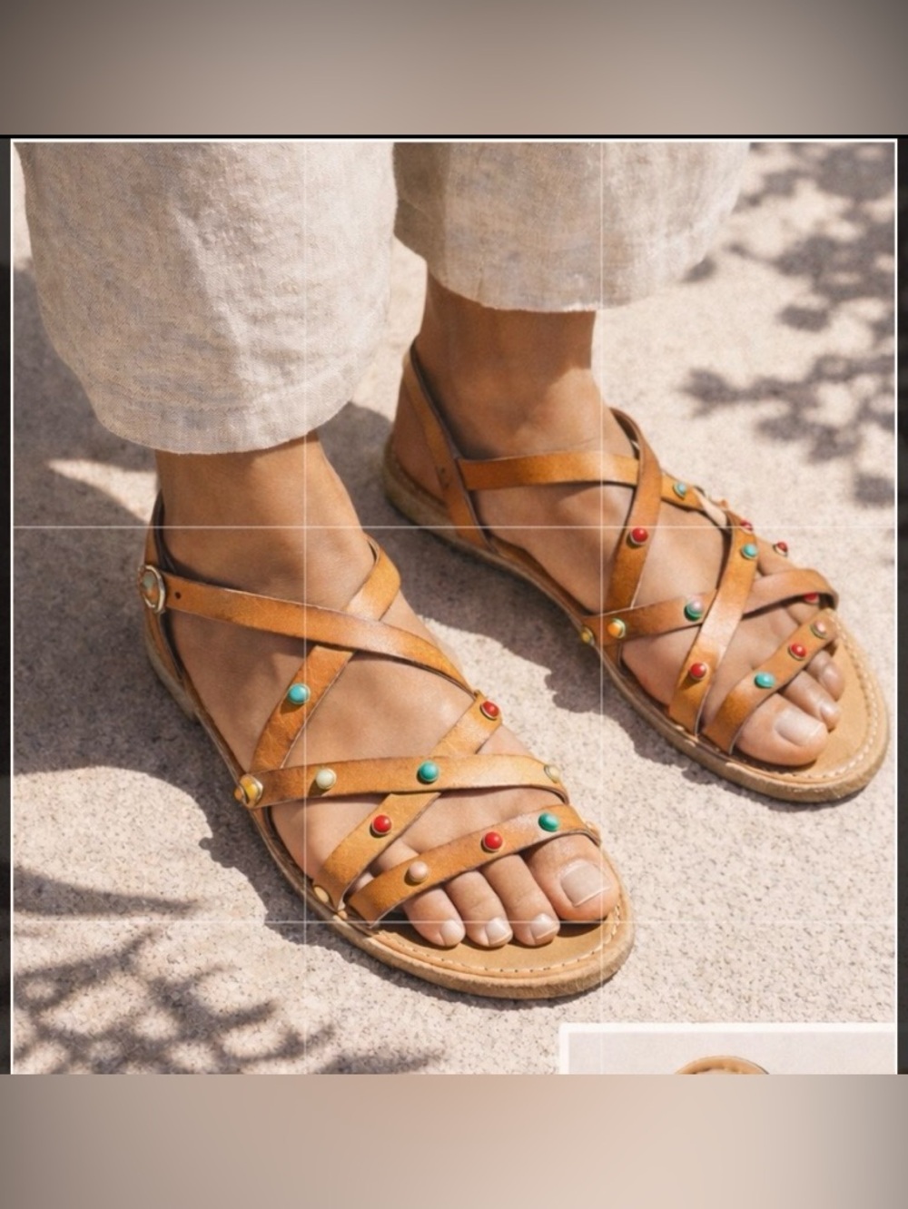 Tuscany Leather Renata Sandals Italy Studded Boho Comfort Size 10M